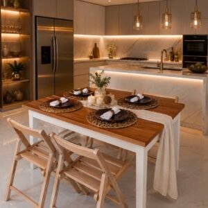 Mesa combinada paraiso y pata laca blanca 120x80