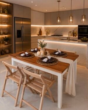 Mesa combinada paraiso y pata laca blanca 120x80