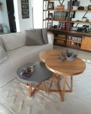 Mesa ratona Trio laca gris y paraiso