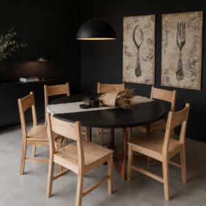 Mesa 120cm Laca negra - Pata  Cruz