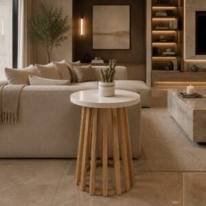 Mesa Arrime Varillada Laca Blanca