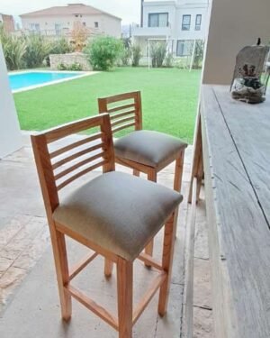 Banqueta Alta Tapita Paraiso Macizo Lino Gris Stone