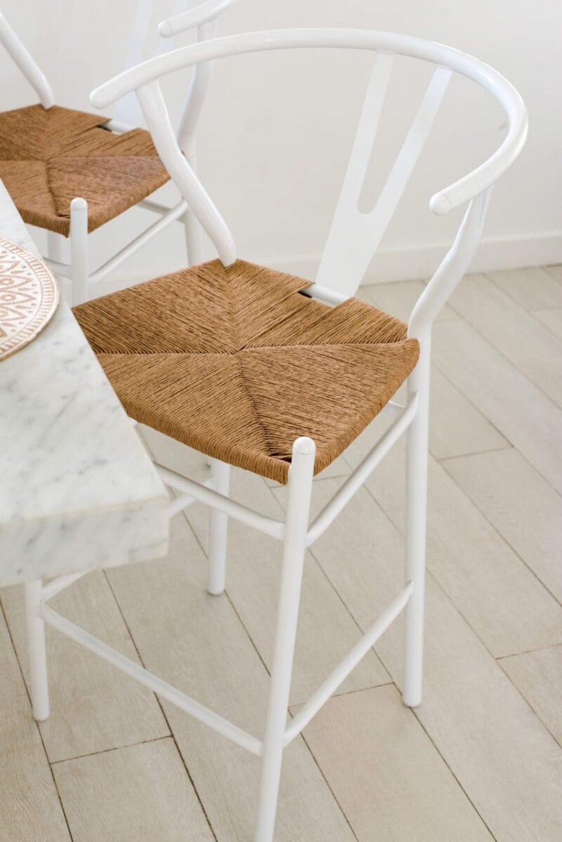 Banqueta Alta Wishbone Caño Tejido Símil Yute - Image 2
