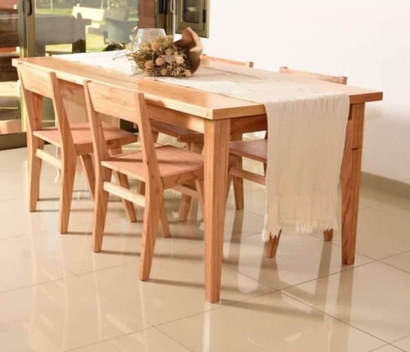 Combo Mesa Pata Degradé 160cm x 80cm + 4 Silla Retro