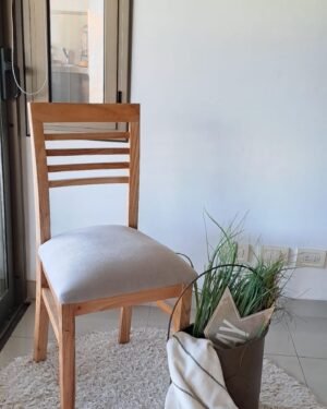 Silla Varillada Paraiso Macizo Tapizada Pana Latte