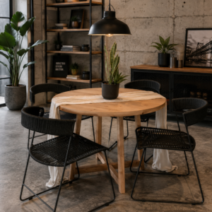 Silla Persa hierro tejido Negra