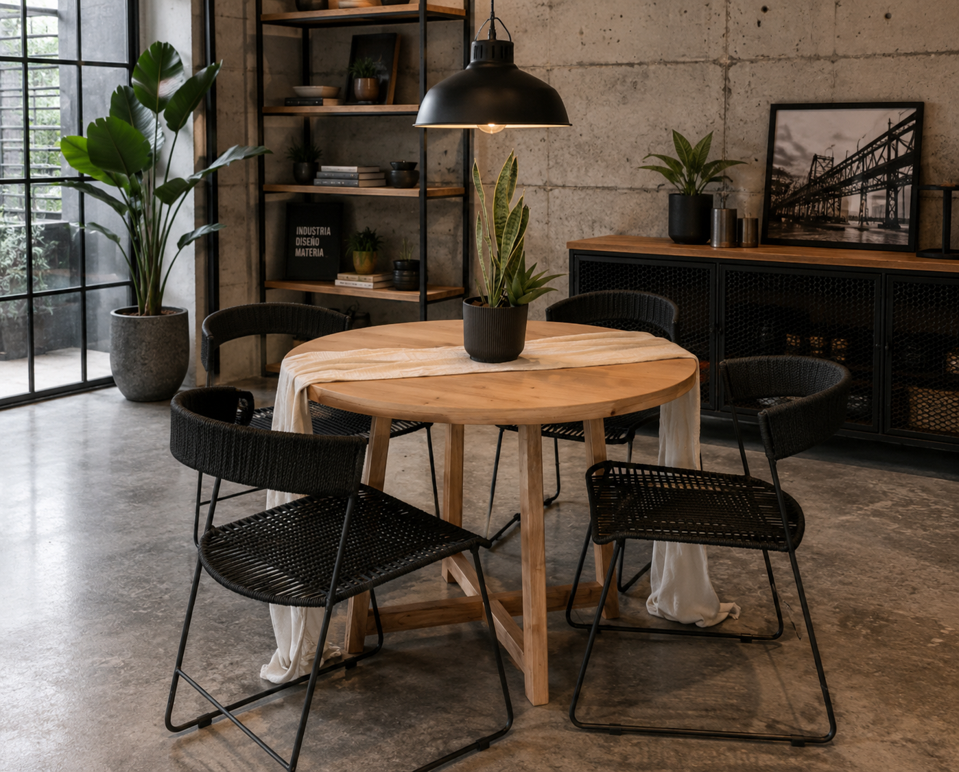 Silla Persa hierro tejido Negra