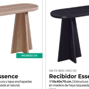 Recibidor Essence Import Natural o Negro 110x40x70cm de alto